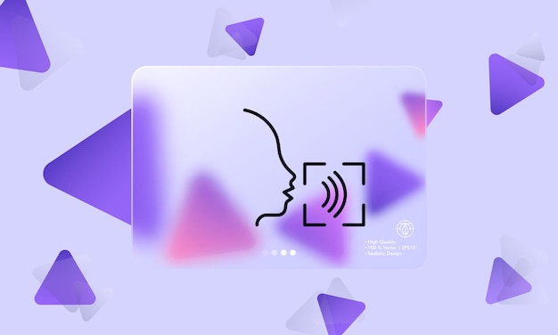 Vektor symbol für die spracherkennungslinie sprachintercom tonüberprüfung identifikationsauthentifizierung biometriekonzept glasmorphismus-stil vektorliniensymbol für unternehmen und werbung