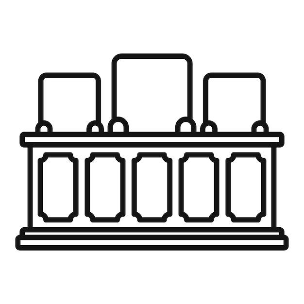 Symbol für die tribüne des staatsanwalts umriss des vektorsymbols für die tribüne des staatsanwalts für webdesign, isoliert auf weißem hintergrund