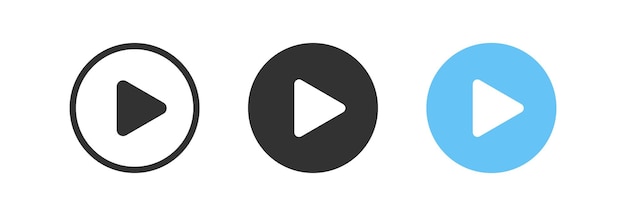Symbol für die Wiedergabetaste. Video auf dem Monitor. Zeichen. Audio-Player-Symbol. Symbole für Musik starten. Medien-Klick-Symbole. Schwarz-blaue Farbe. Vektorzeichen