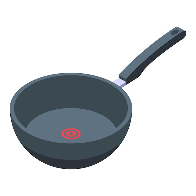 Symbol für die Wok-Kochpfanne Isometrische Darstellung des Vektorsymbols für die Wok-Kochpfanne für Webdesign, isoliert auf weißem Hintergrund