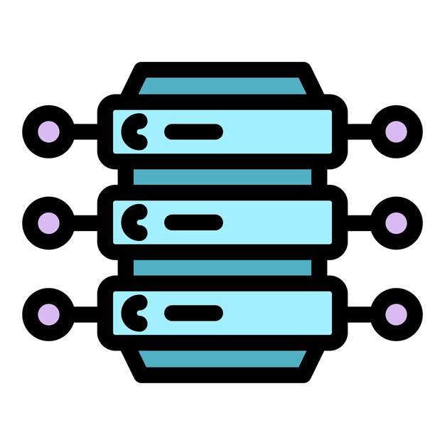 Symbol für digitale Serverdaten. Umriss der Vektorsymbolfarbe für digitale Serverdaten, flach isoliert