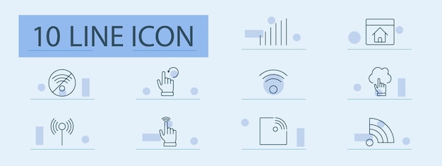 Symbol für drahtloses Konnektivitäts-Set Signalstärke Berührungsinteraktion zu Hause Cloud Router Systemzugang Netzwerk-Upload-Verbindung