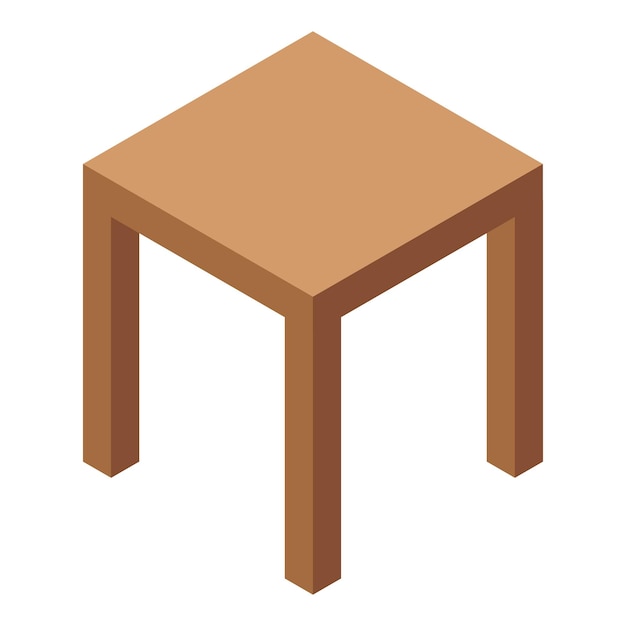 Symbol für einen Stuhl ohne Rückenlehne aus Holz Isometrisches Vektorsymbol für einen Stuhl ohne Rückenlehne aus Holz für Webdesign isoliert auf weißem Hintergrund