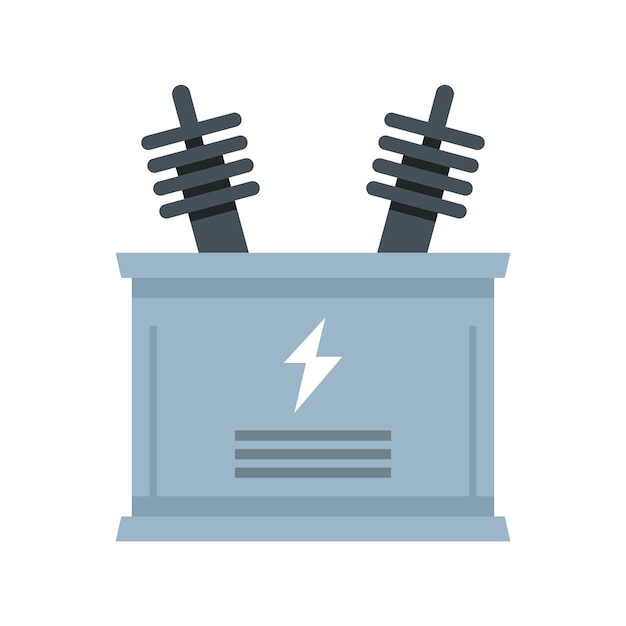 Vektor symbol für elektrischen transformator flache darstellung des vektorsymbols für elektrischen transformator isoliert auf weißem hintergrund