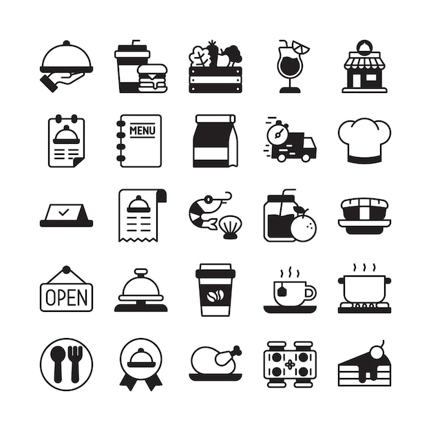 Symbol für Essen und Restaurant im flachen Glyphen-Design