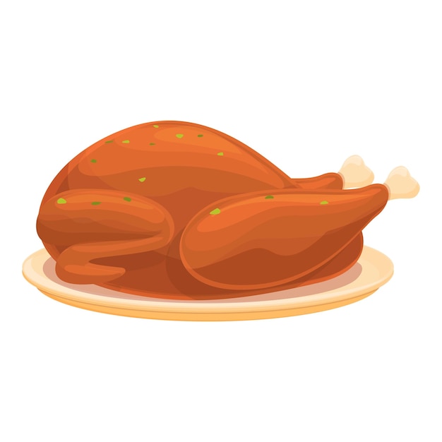 Symbol für gegrilltes Hähnchen, Cartoon-Vektor Grillfleischbraten Gekochtes Hähnchen