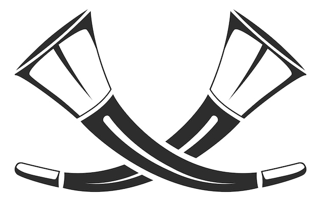 Symbol für gekreuztes blasendes horn. hunter-logo. lautes tonsymbol