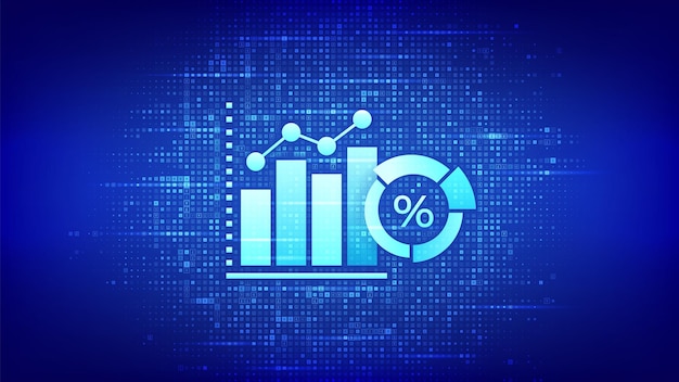 Symbol für Geschäftsdatenanalyse und robotergestützte Prozessautomatisierung mit Währungssymbolen Gewinn und Umsatz des BI- oder KPI-Konzepts des Unternehmens Hintergrund mit Währungszeichen Vektorillustration