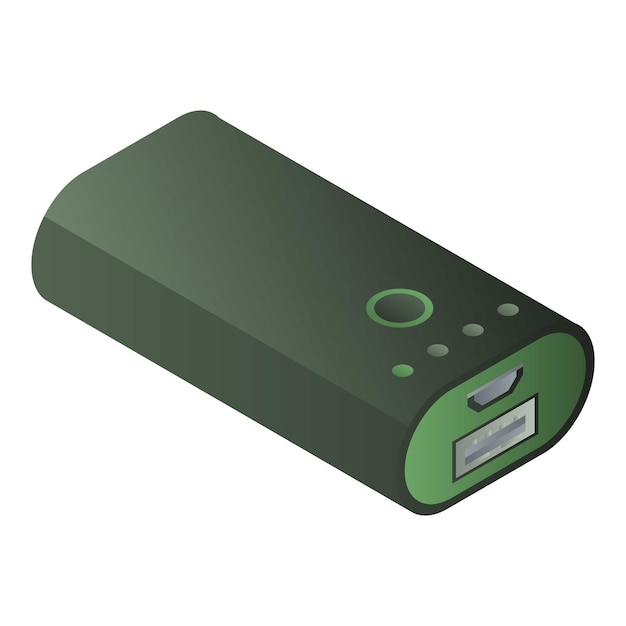 Symbol für grüne powerbank isometrische darstellung des vektorsymbols für grüne powerbank für webdesign isoliert auf weißem hintergrund