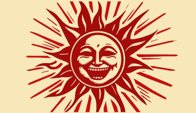 Symbol für heißes Wetter Dekoratives Vintage-Sonnensymbol Isolationshintergrund Vektorillustration