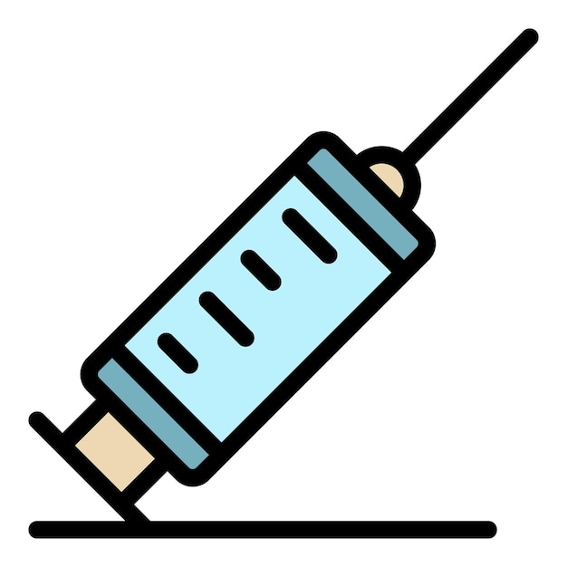 Symbol für Insulinspritze. Umriss des Vektorsymbols für Insulinspritze, Farbe flach isoliert