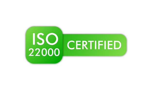Symbol für iso 22000-zertifiziertes abzeichen zertifizierungsstempel flacher designvektor