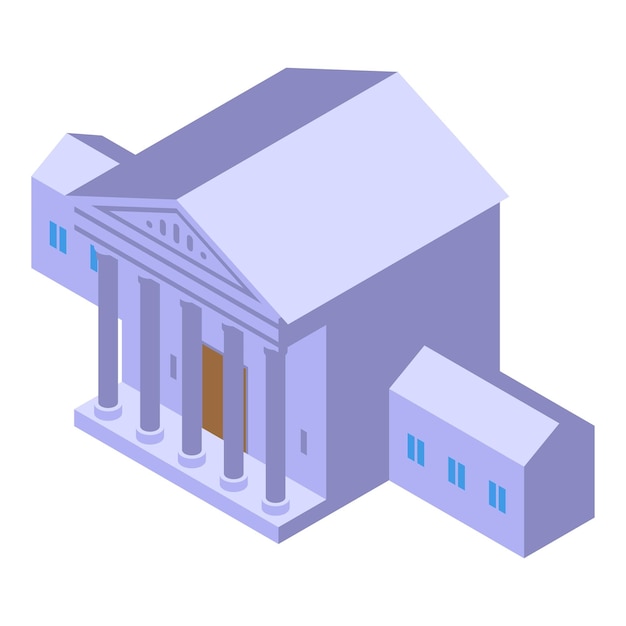 Symbol für justizgebäude isometrische darstellung des vektorsymbols für justizgebäude für webdesign isoliert auf weißem hintergrund