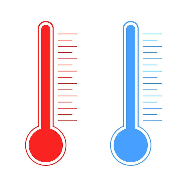 Vektor symbol für kaltes und heißes thermometer gefriertemperatur vektor wetter warm kühl indikator meteorologie-thermometer messen hitze und kälte vektor-illustration