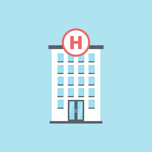 Symbol für krankenhausgebäude im flachen stil vektordarstellung der medizinischen klinik auf isoliertem hintergrund geschäftskonzept für medizinzeichen