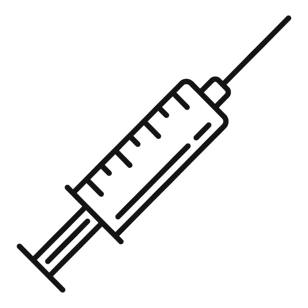 Symbol für medizinische plastikspritze umriss des vektorsymbols für medizinische plastikspritze für webdesign isoliert auf weißem hintergrund