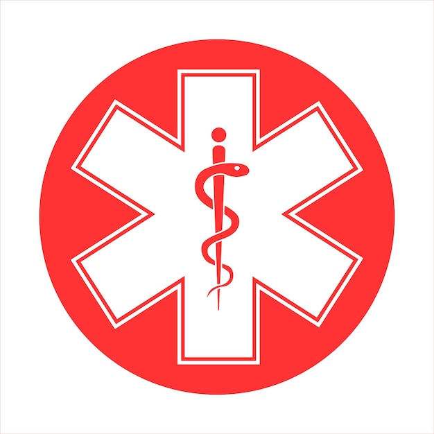 Symbol für medizinisches zeichen stern des lebens piktogramm im stil von krankenwagen im stern-glyphen-stil