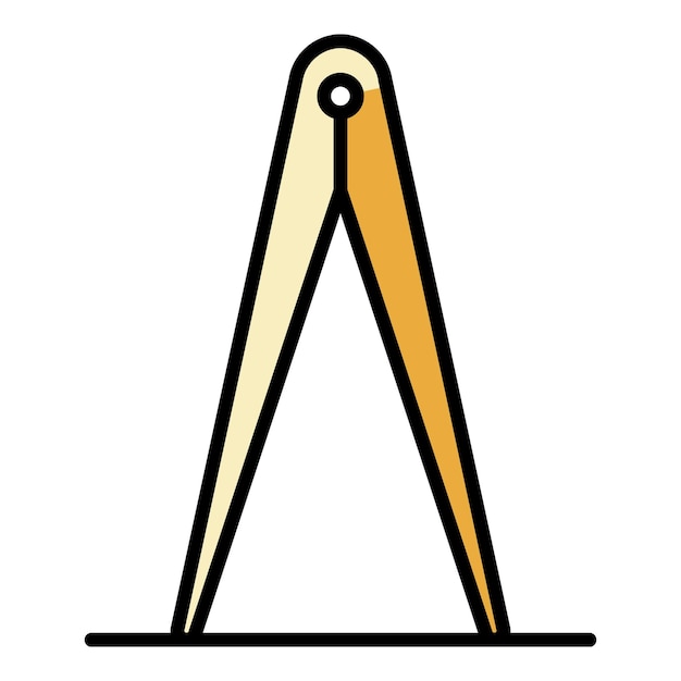 Vektor symbol für metallmess-töpferwerkzeug. umriss des vektorsymbols für metallmess-töpferwerkzeug in flacher farbe