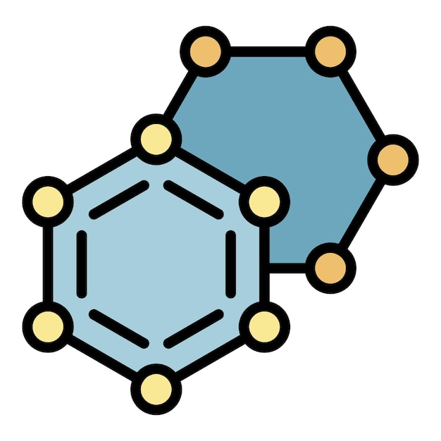 Vektor symbol für molekulare verbindung umriss des vektorsymbols für molekulare verbindungen, farbe flach isoliert
