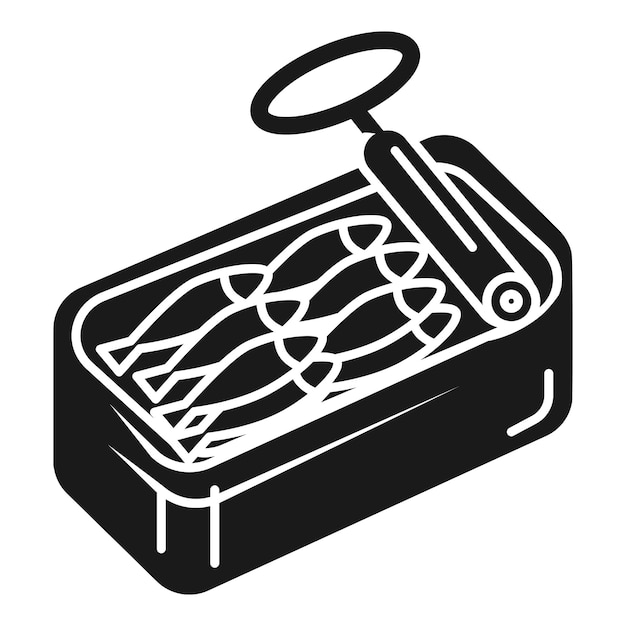 Symbol für offene Sardinendose Einfache Illustration des Vektorsymbols für offene Sardinendose für Webdesign isoliert auf weißem Hintergrund