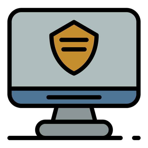 Symbol für Polizei-Computermonitor Umriss des Vektorsymbols für Polizei-Computermonitor, Farbe flach isoliert