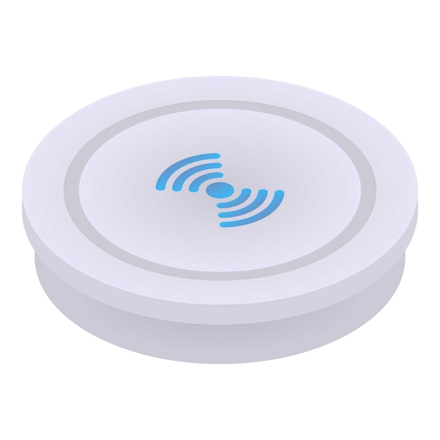 Symbol für rundes kabelloses Ladegerät Isometrisches Symbol des runden Vektorsymbols für kabelloses Ladegerät für Webdesign, isoliert auf weißem Hintergrund