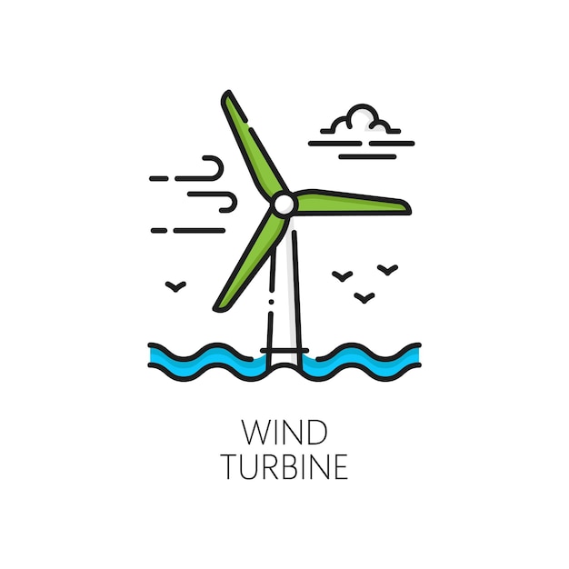Vektor symbol für saubere stromleitung für windturbinen-ökoenergie