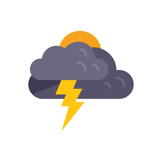 Vektor symbol für sturmwindwolke, flacher vektor regenvorhersage kalter sonnenschein