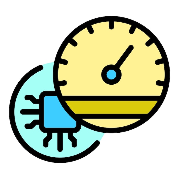 Symbol für Tempomat-Auto Umriss Vektor-Symbol für Tempomat-Auto für Webdesign isoliert auf weißem, flachem Hintergrund