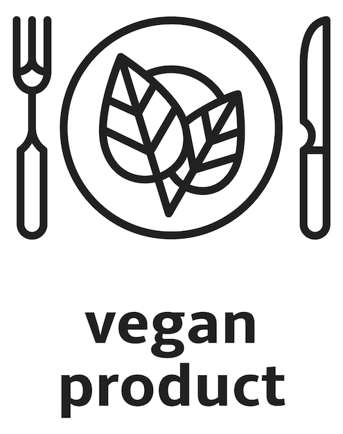 Vektor symbol für vegane produkte natürliches öko-etikett für gesunde lebensmittel