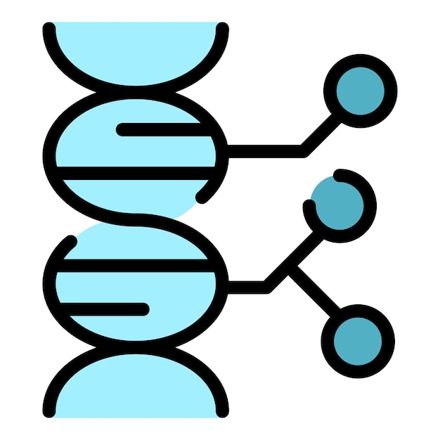 Vektor symbol für veränderte dna-gene. umriss des vektorsymbols für veränderte dna-gene, farbe flach isoliert