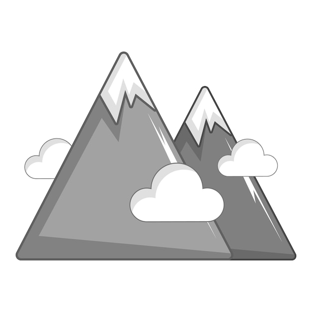 Symbol für verschneite berge. karikaturillustration der vektorikone der schneebedeckten berge für das web