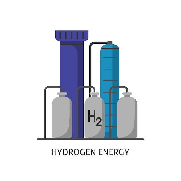 Vektor symbol für wasserstoffanlage im flachen stil