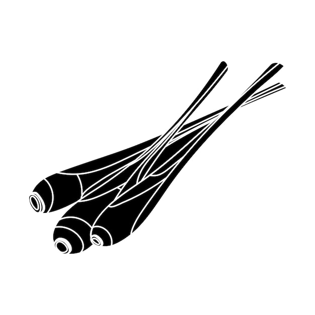 Vektor symbol für zitronengrasstiel mit drei ästen geschnittener zitronengrasstiel für thailändische suppenwürze oder kosmetika