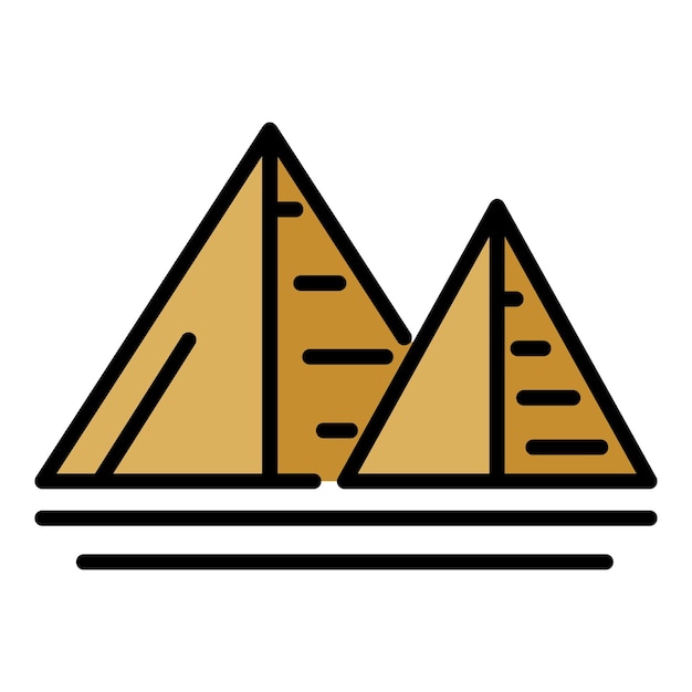 Vektor symbol für zwei ägyptische pyramiden umrisse zweier ägyptischer pyramiden, vektorsymbolfarbe, flach isoliert