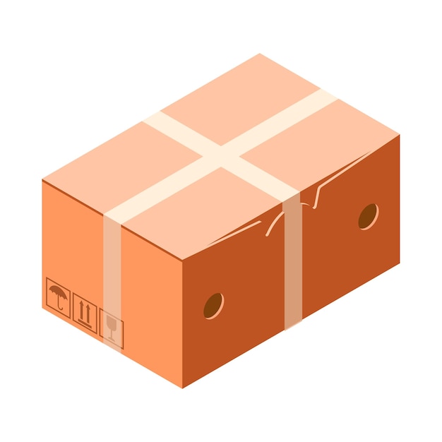 Symbol „Geschlossener Karton“ Isometrische Darstellung des Vektorsymbols „Geschlossener Karton“ für Webdesign isoliert auf weißem Hintergrund
