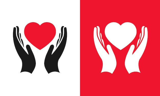 Symbol „herz in den händen“. spenden-clipart-hand-herz. hände des gesundheitswesens, die ein flaches herz-symbol halten