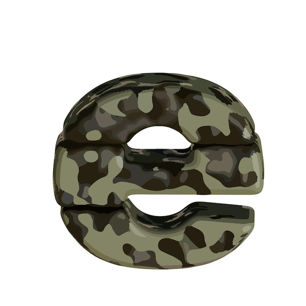 Symbol im braunen camouflage-buchstaben e