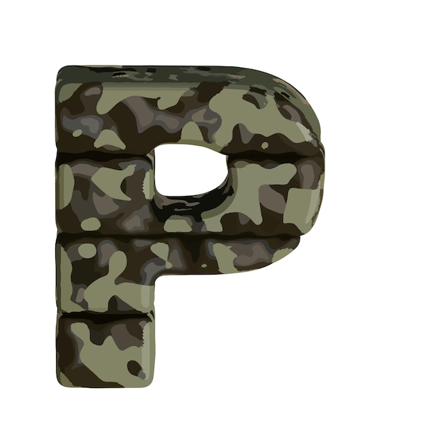 Vektor symbol im braunen camouflage-buchstaben p