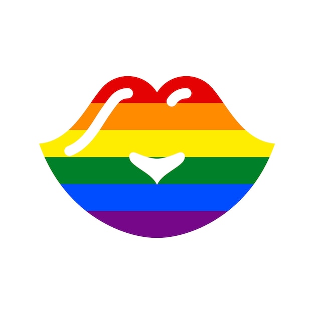 Vektor symbol lippen mit regenbogenflagge lgbti-pride