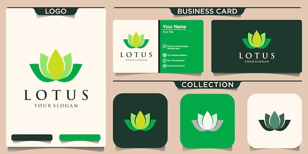 Symbol lotus flower logo und visitenkartenentwurf