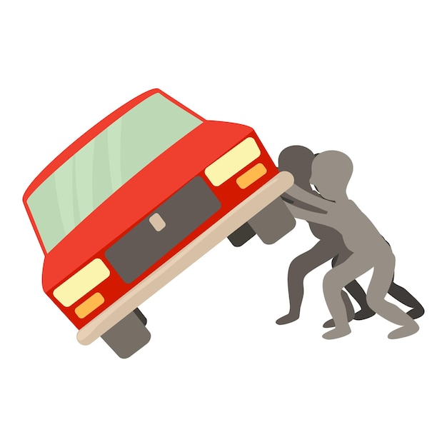 Vektor symbol „menschen haben auto umgeworfen“ cartoon-illustration von symbolen „menschen haben auto umgeworfen“ für das web