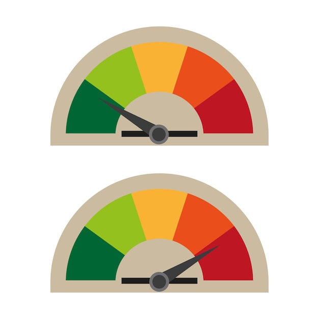 Symbol mit farbigem tachometersatz. schnelle geschwindigkeit. vektor-illustration.