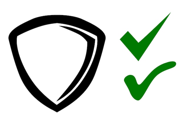Symbol-schild oder schutz wahres und falsches symbol, einfache vektor-doodle-handskizze
