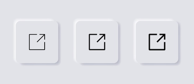 Symbol „teilen“ maximieren symbol „externer link“ neues fenster öffnen symbole in neumorphismus neumorphe ui-schaltflächen