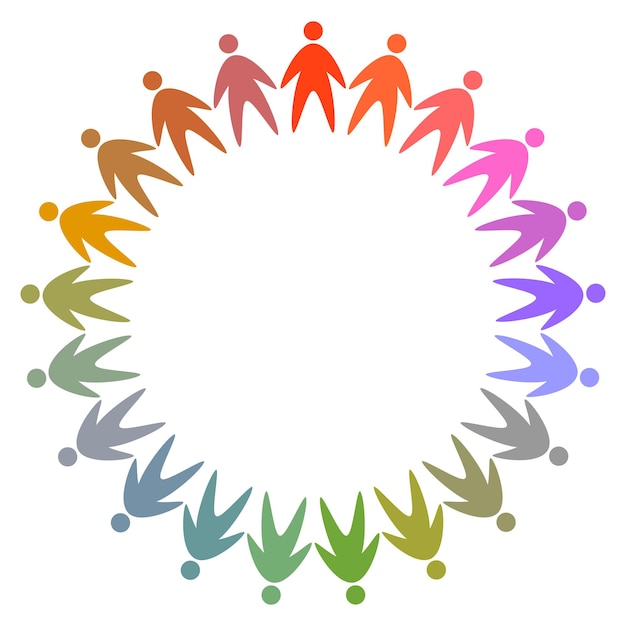 Symbol von bunten Menschen Piktogramm Vektorrahmen Abbildung