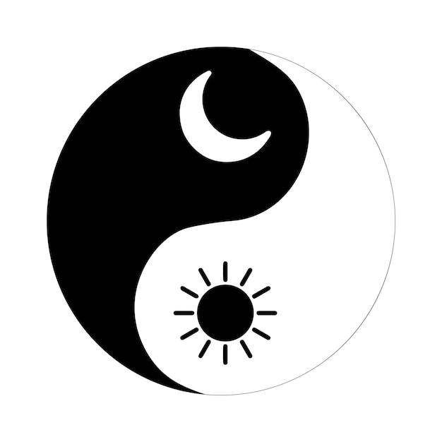 Symbol yin yang sonne und mond mit einer sternvektorillustration