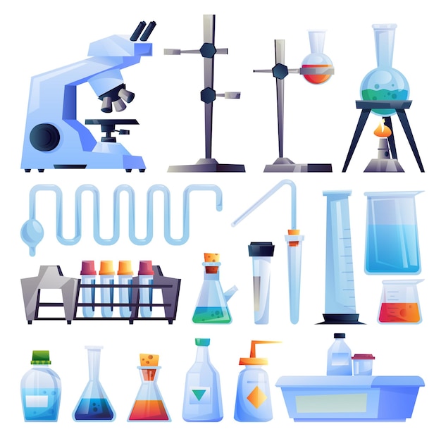 Symbole für chemische laborglasgeräte eingestellt