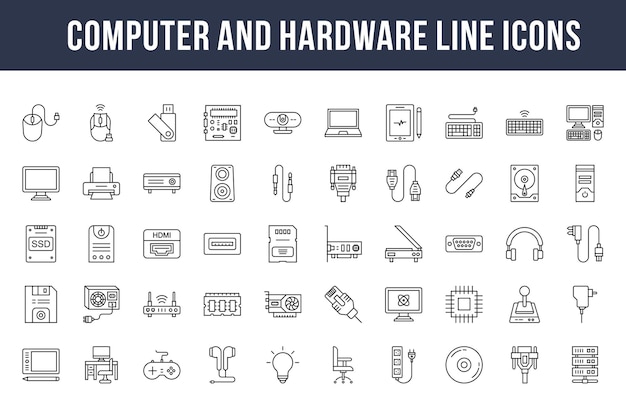 Symbole für Computer- und Hardware-Linien