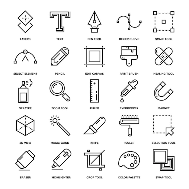 Vektor symbole für designwerkzeuge